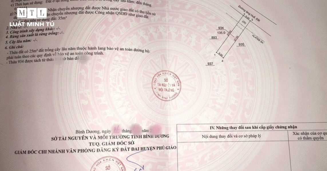 Các hình thức sử dụng đất ghi trên Giấy chứng nhận quyền sử dụng đất