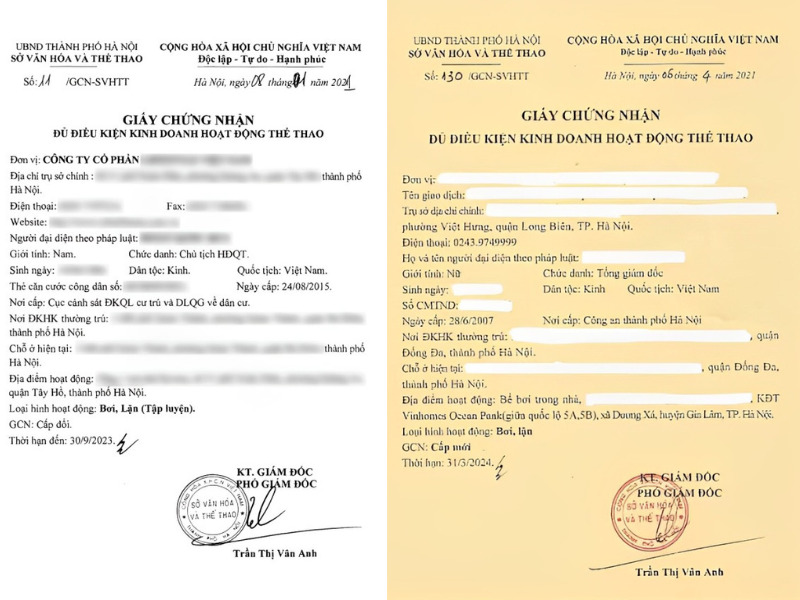 Giấy phép kinh doanh hồ bơi