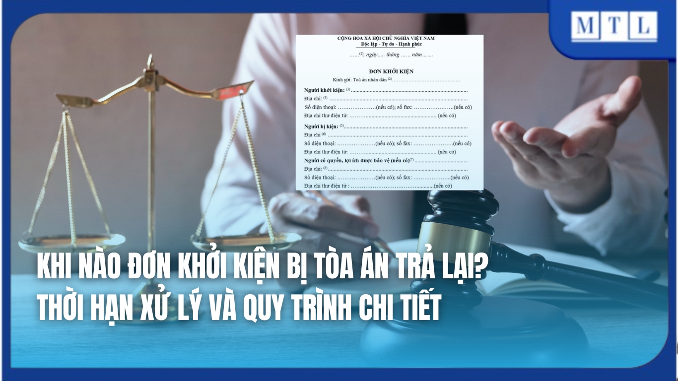 Đơn khởi kiện bị tòa án trả lại khi nào? Thời hạn và quy trình xử lý