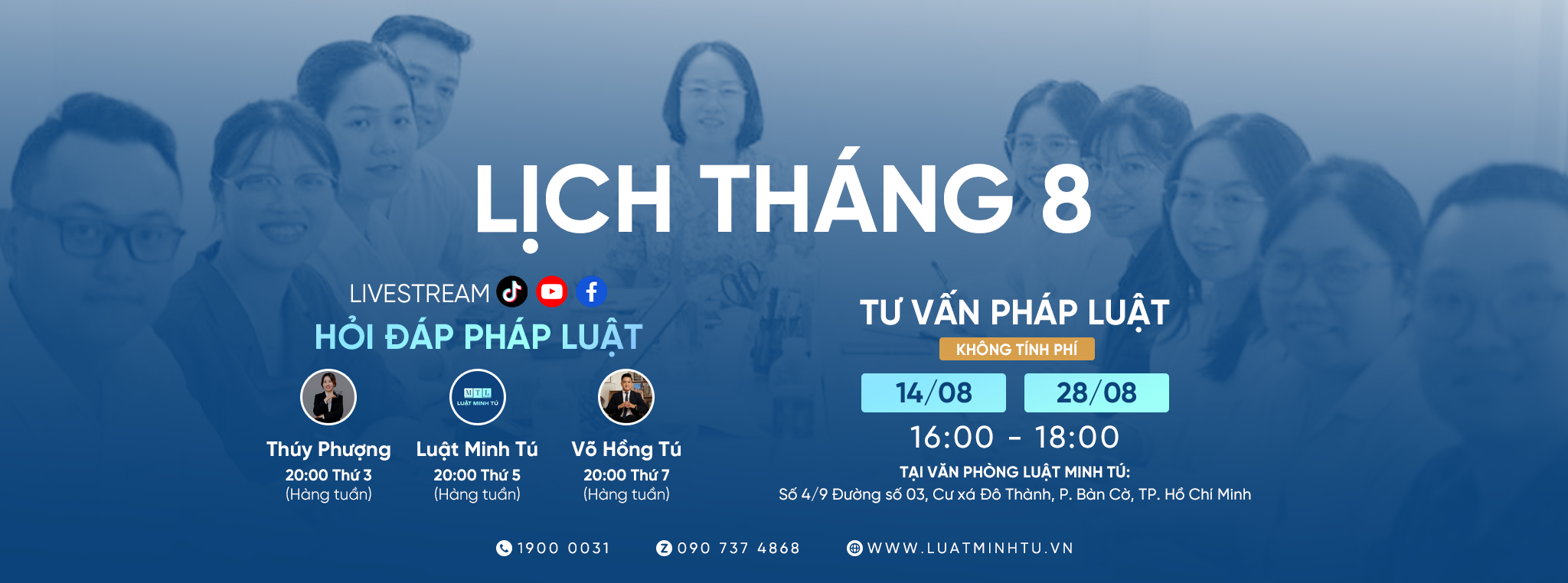 Lịch tháng 8 Luật Minh Tú