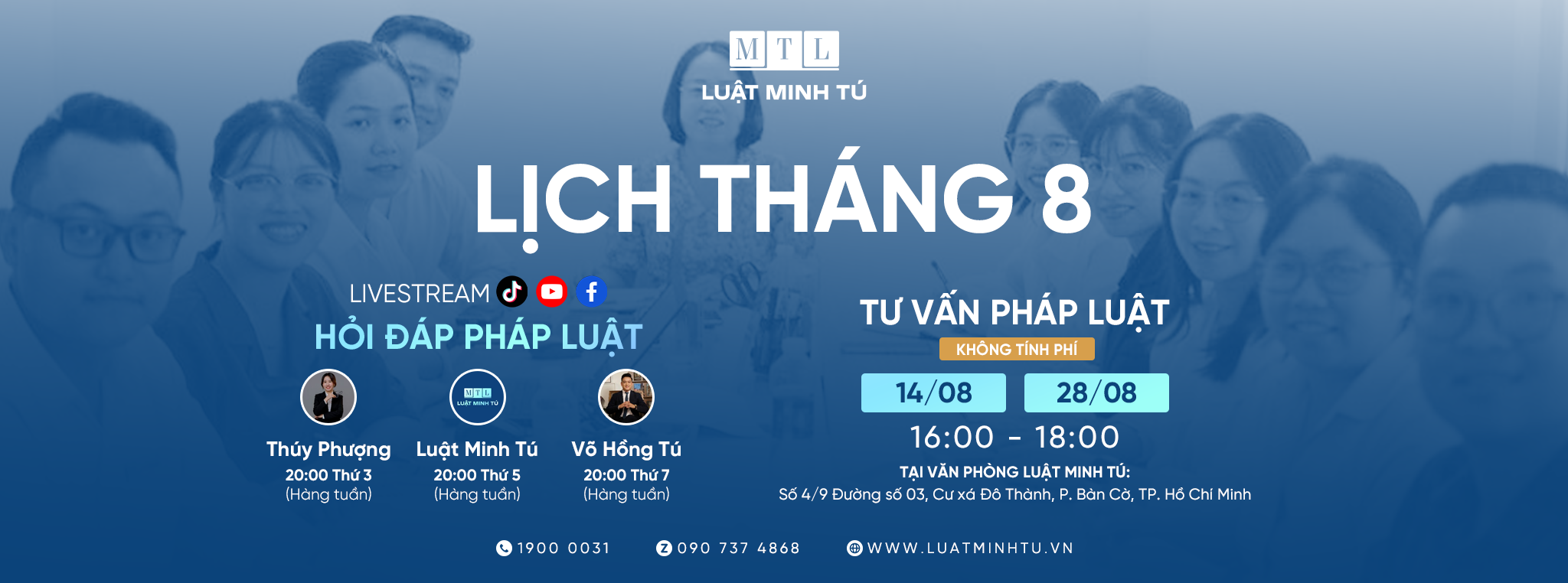 Lịch tháng 8 Luật Minh Tú